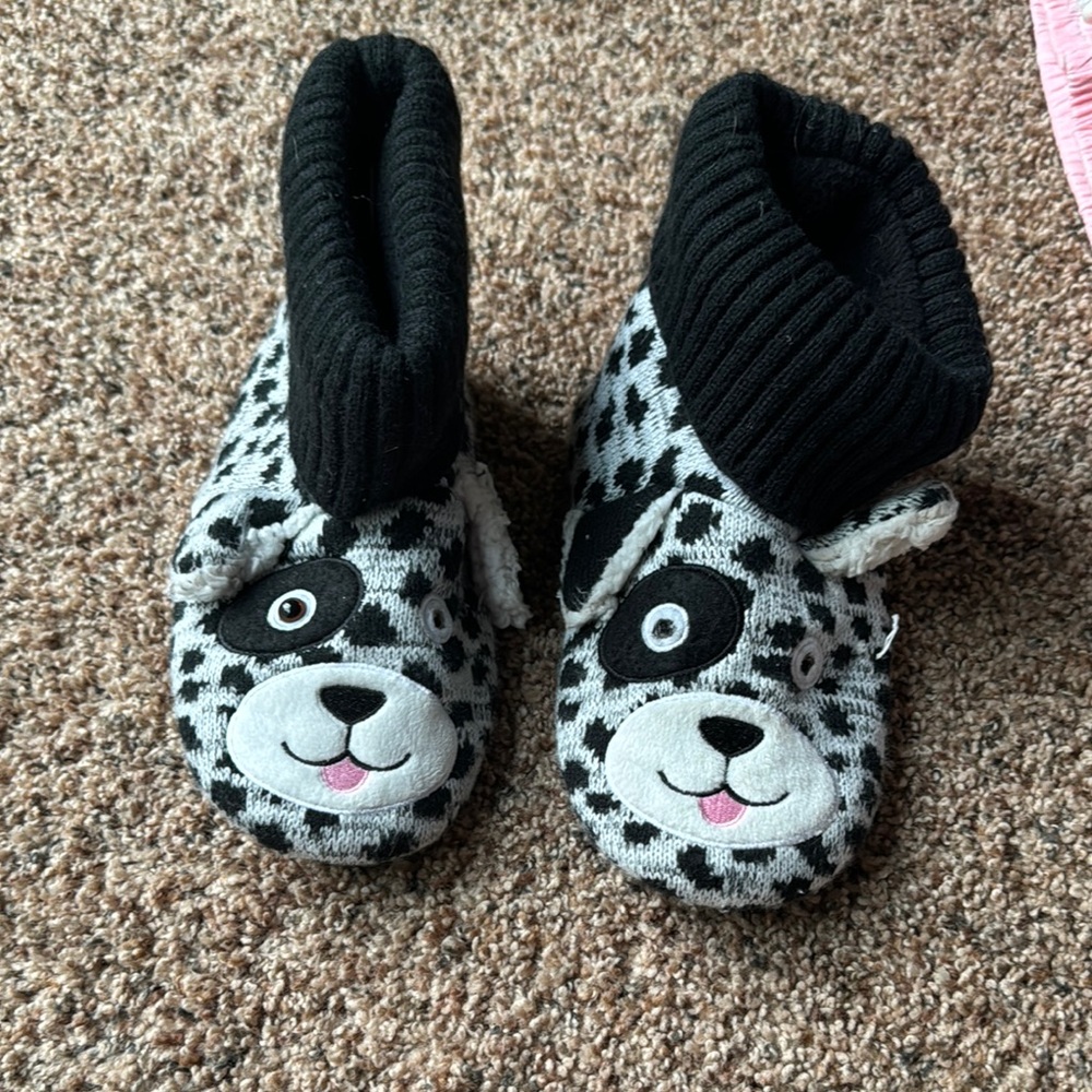 Cute Black and White Dog Slippers